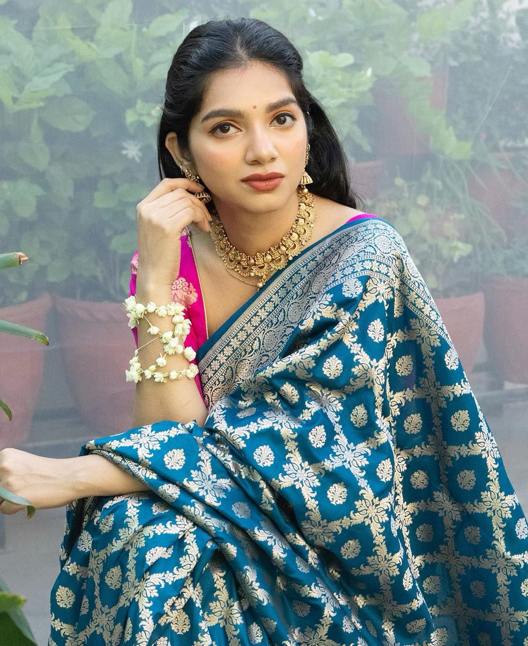 Teal Blue Jacquard Saree – Premium Festive Wear With Elegant Woven Detailing