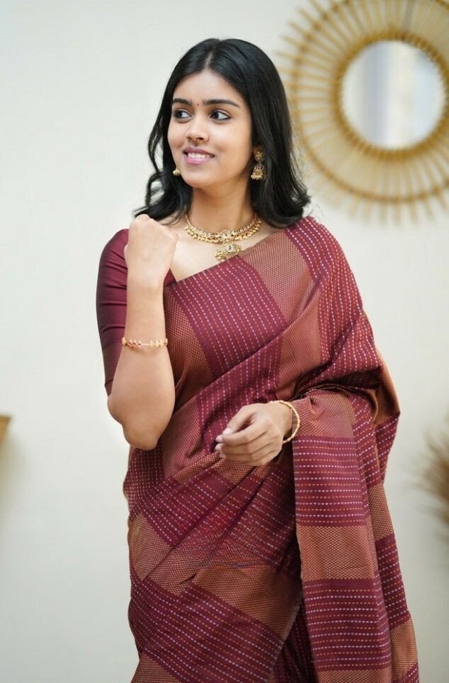 Elegant Maroon Jacquard Saree