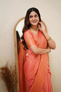 Graceful Pink Jacquard Saree – Soft Luxury Weave for Festive & Party Wear
