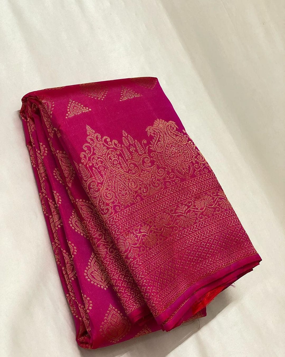 Cerise Pink Jacquard Saree