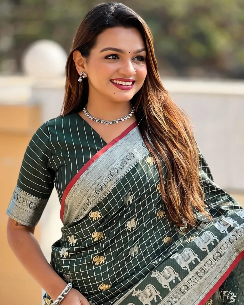 Green Jacquard Saree
