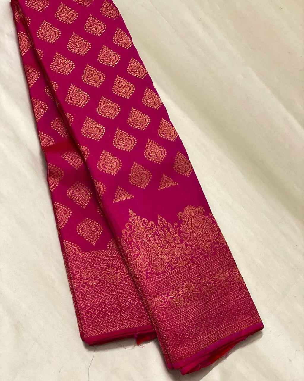 Cerise Pink Jacquard Saree