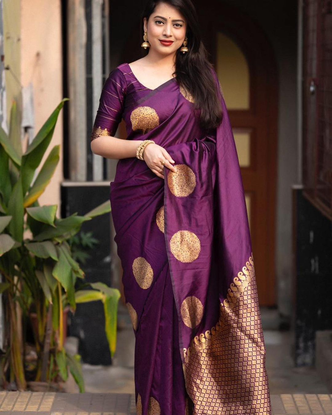 Premium Wine Jacquard Saree – Elegant Festive & Wedding Wear for Women
