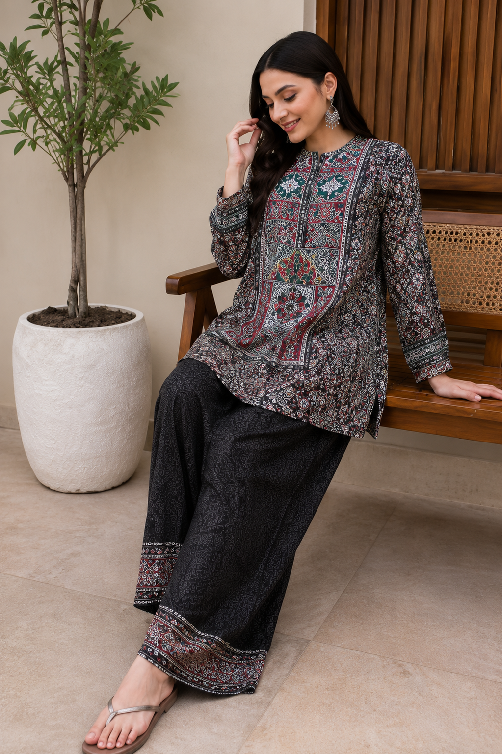 Women's Pure Natural Crape Printed Co-Ord Set