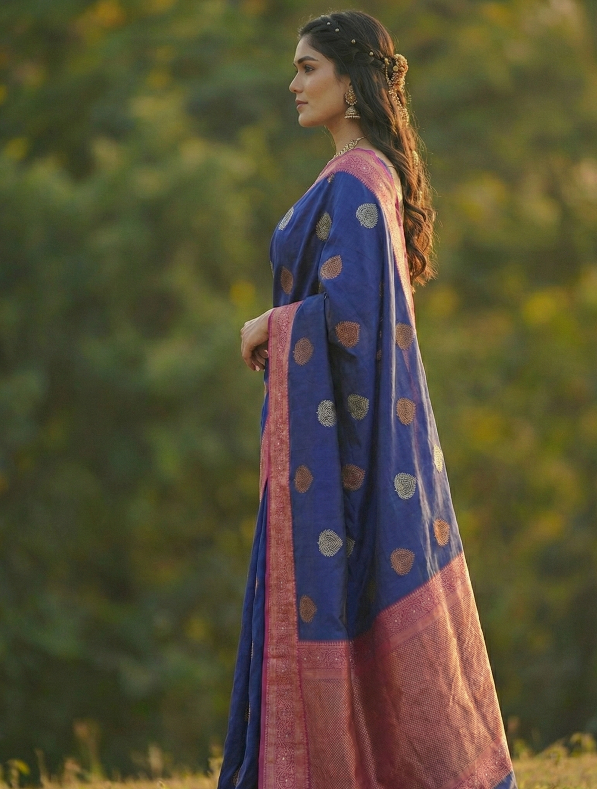 Blue Jacquard Saree