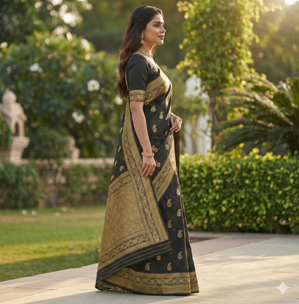Classic Black Jacquard Saree – Premium Woven Elegance for Parties & Festive Wear
