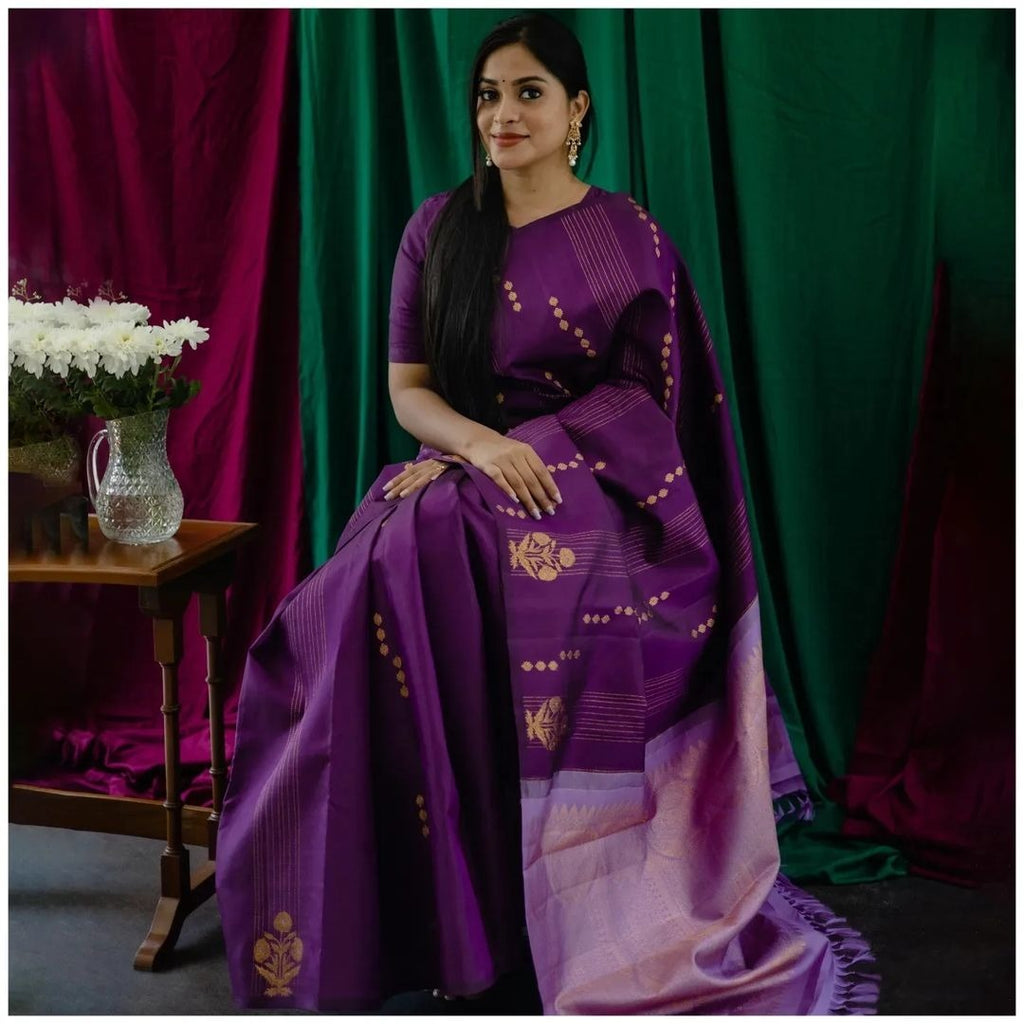 Premium Dark Purple Jacquard Saree
