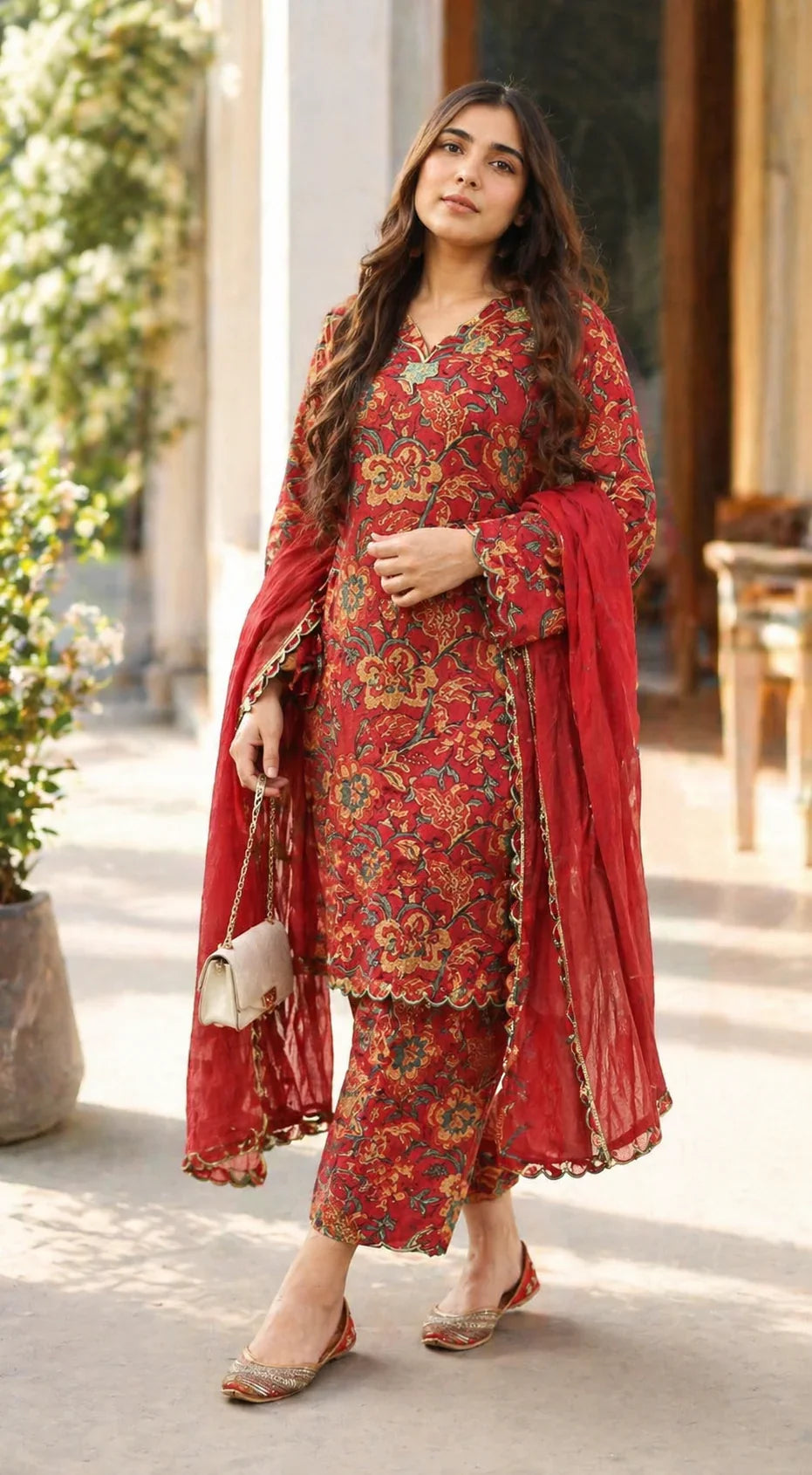 SOMIYA Women’s Pure Cotton Printed Suit Set with Dupatta