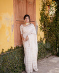 Elegant Off-White Jacquard Saree