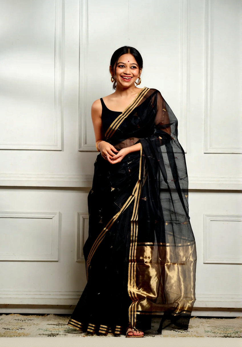 Elegant Black Jacquard Saree