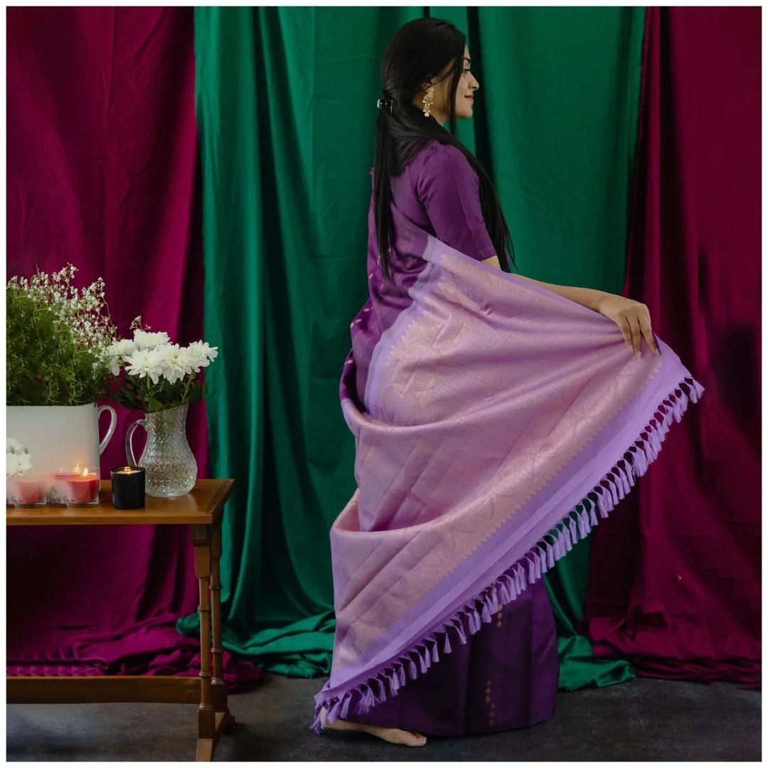 Premium Dark Purple Jacquard Saree