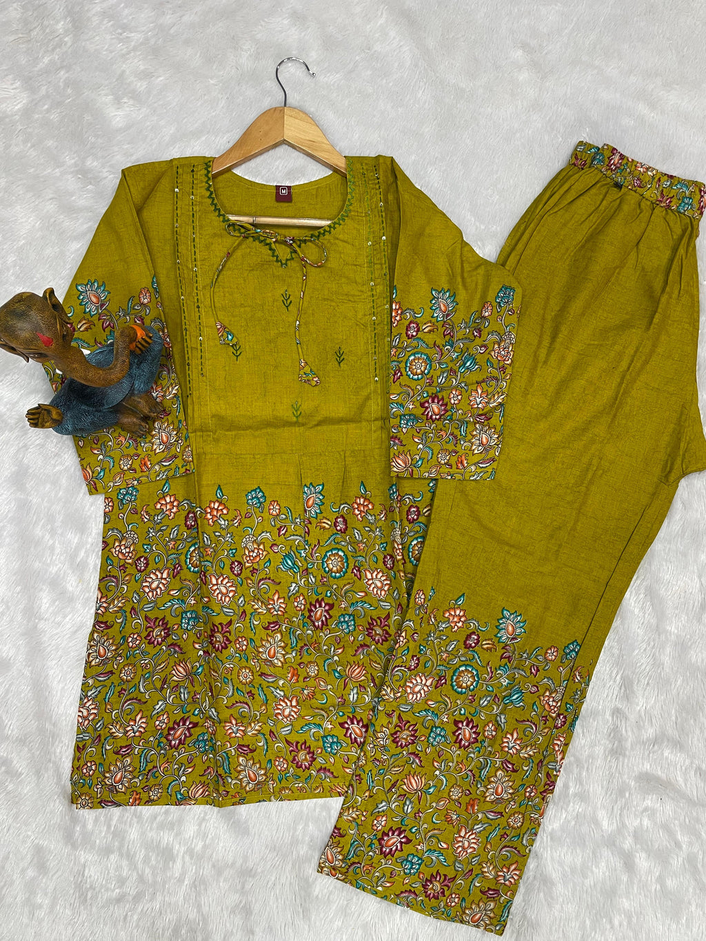 Lemon Yellow Pure Cotton Printed Co-Ord Set – Trendy Women’s Top & Bottom Set