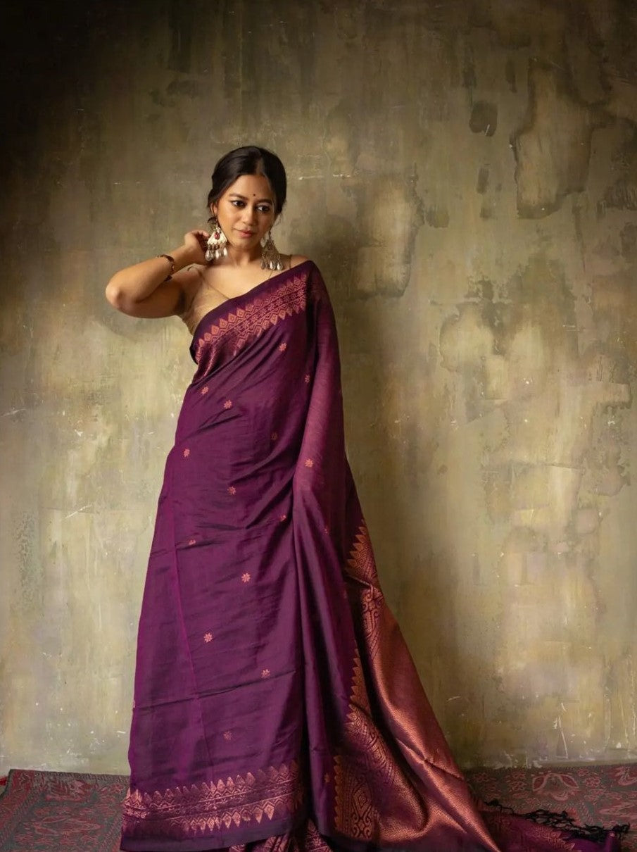 Luxury Wine Jacquard Saree – Elegant Designer Drape for Weddings & Festive Occasions