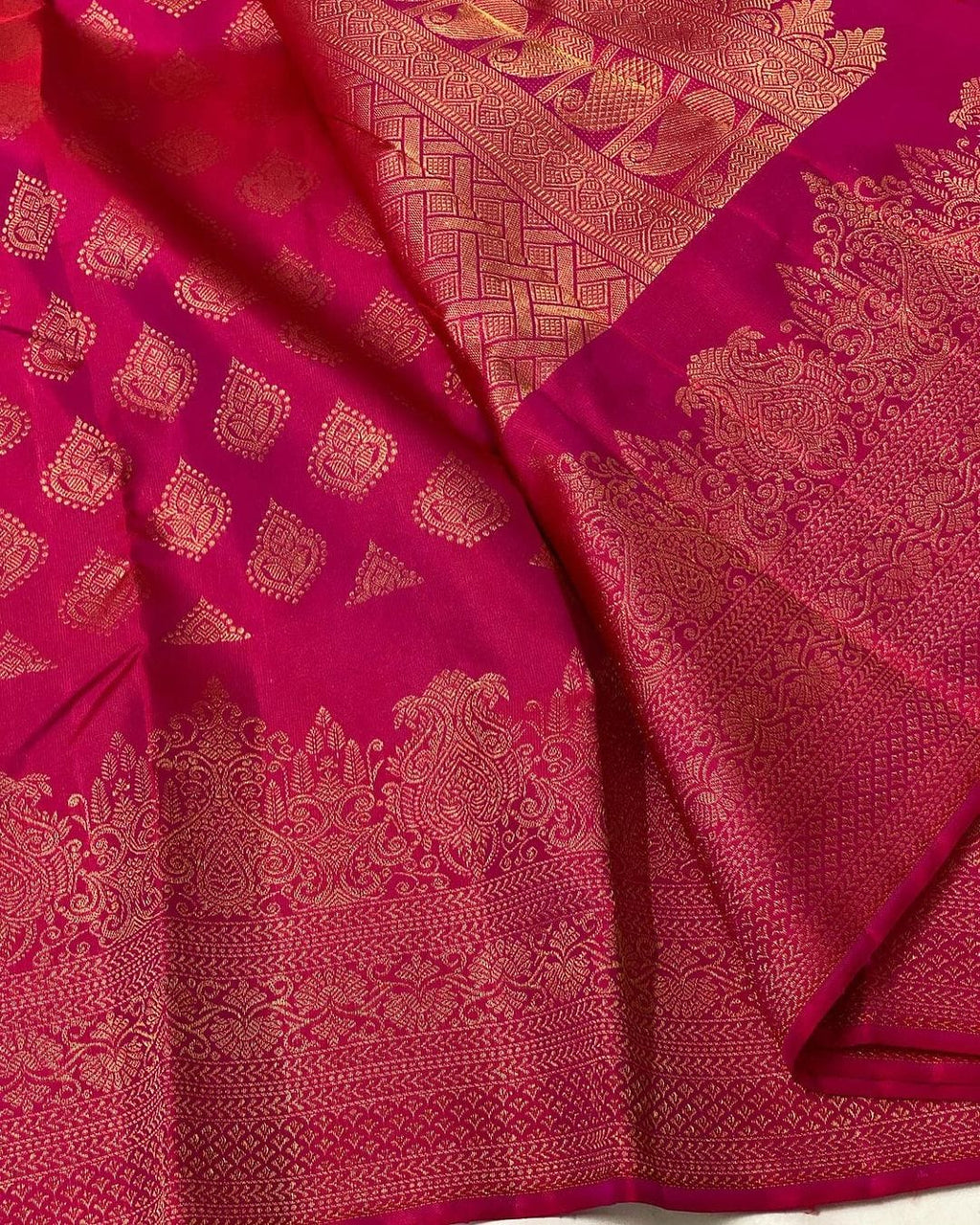 Cerise Pink Jacquard Saree