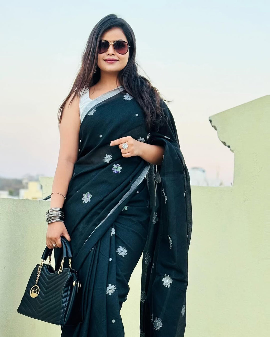Rama Green Jacquard Saree