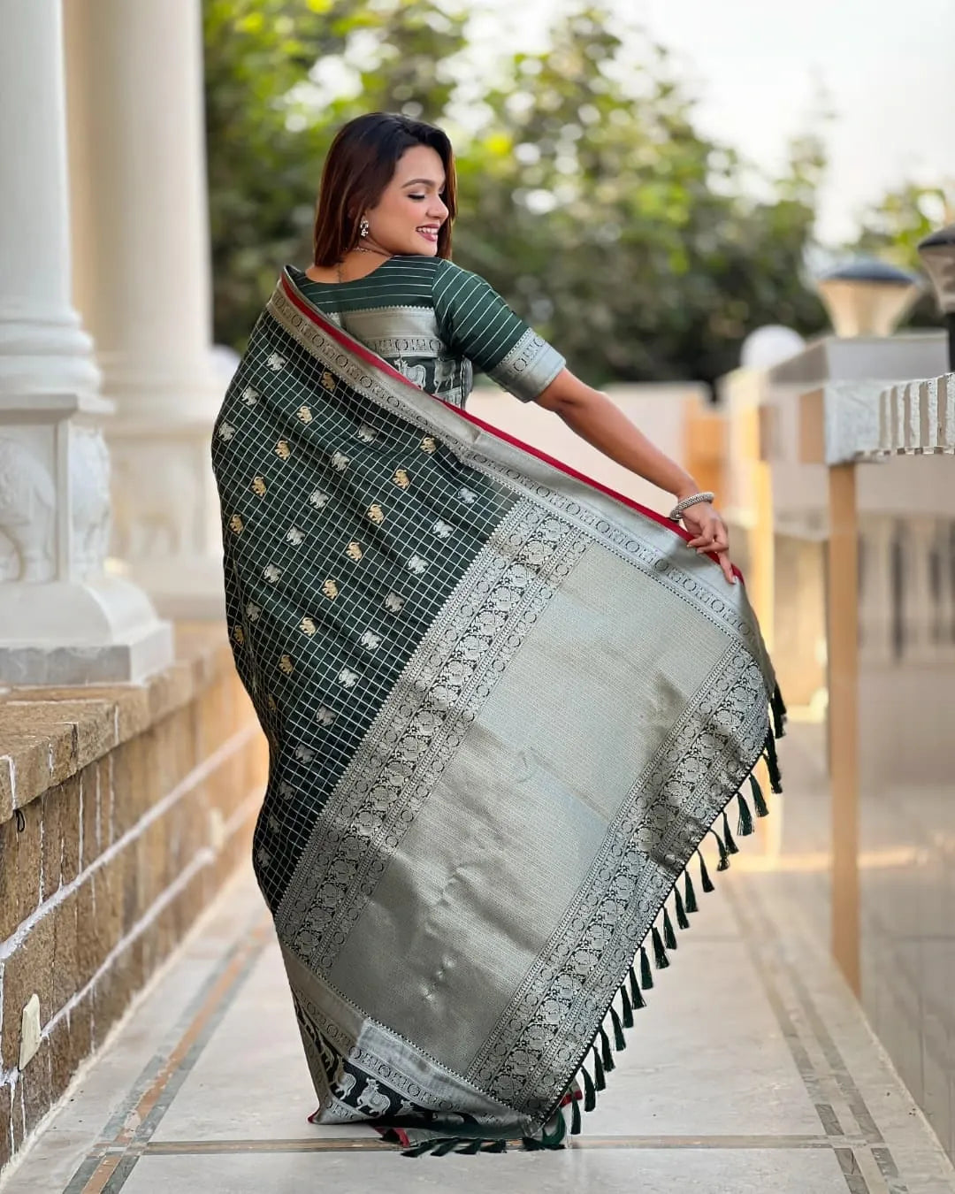 Green Jacquard Saree