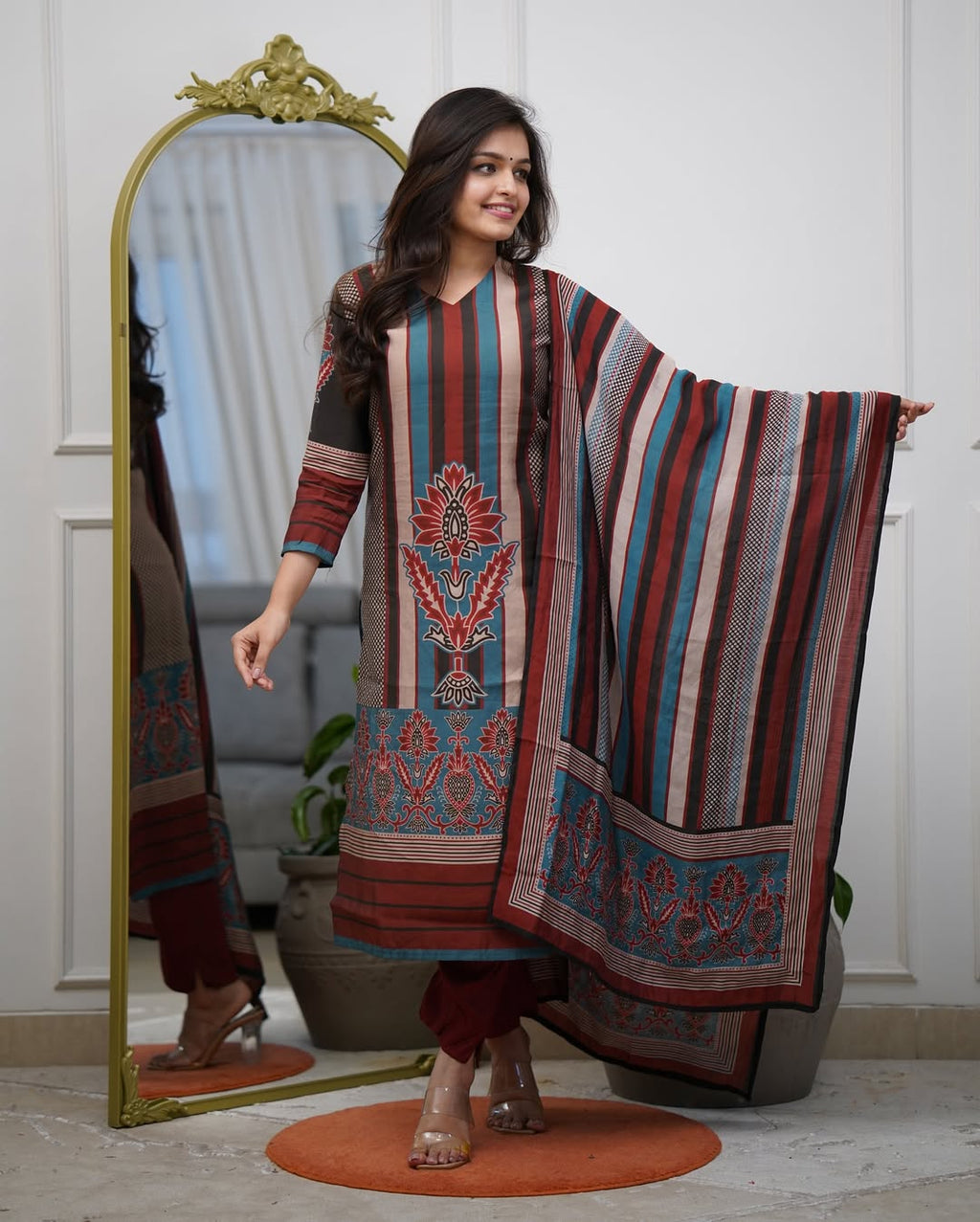 Printed Rayon Straight  Kurta Set