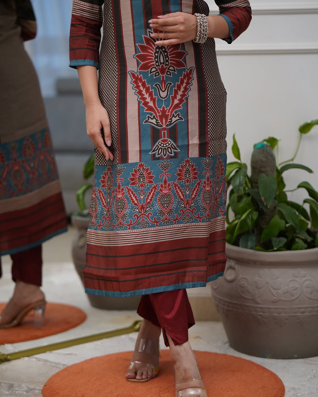 Printed Rayon Straight  Kurta Set