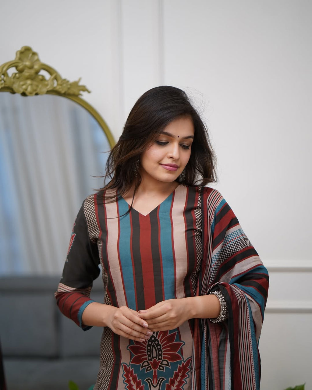 Printed Rayon Straight  Kurta Set