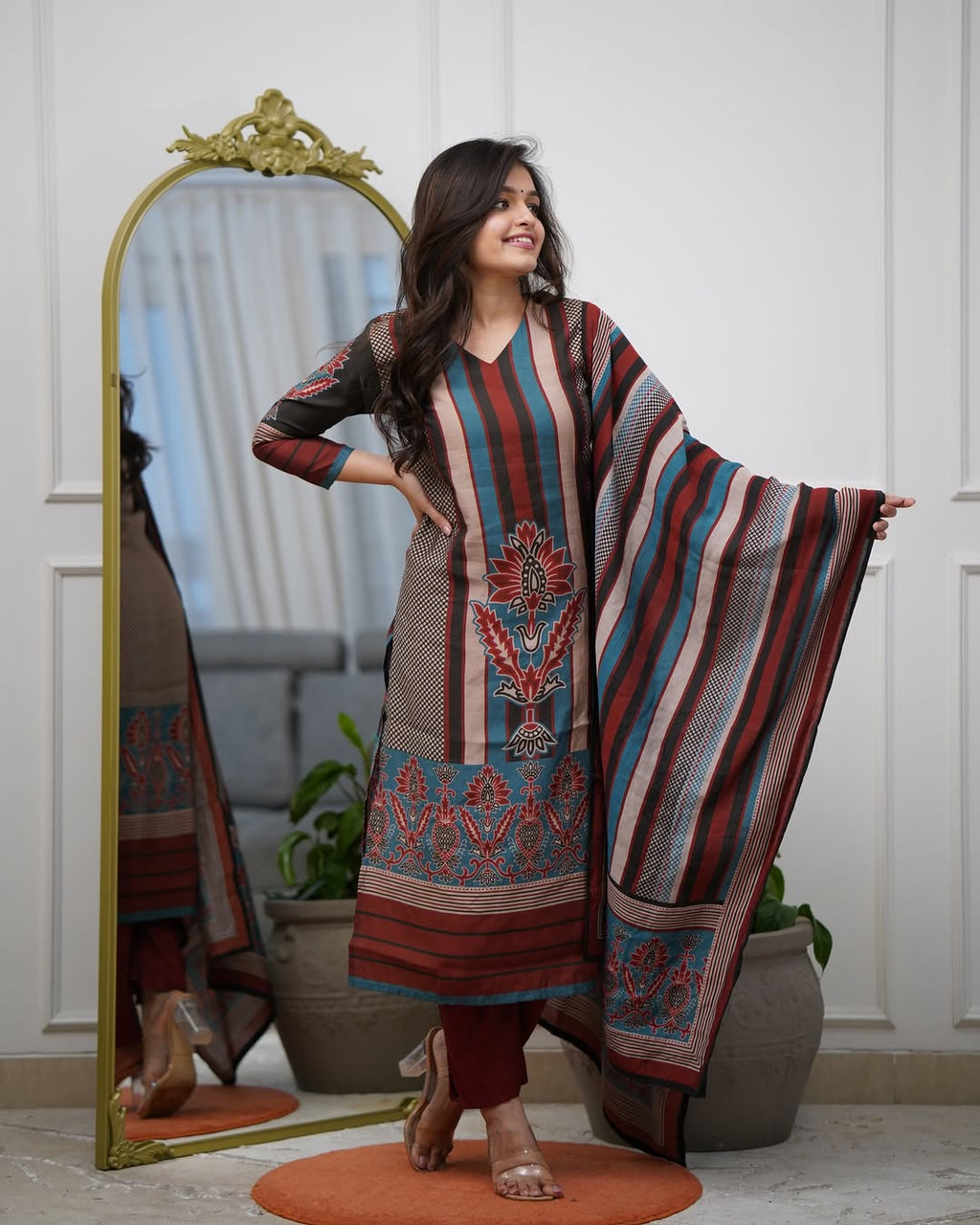 Printed Rayon Straight  Kurta Set