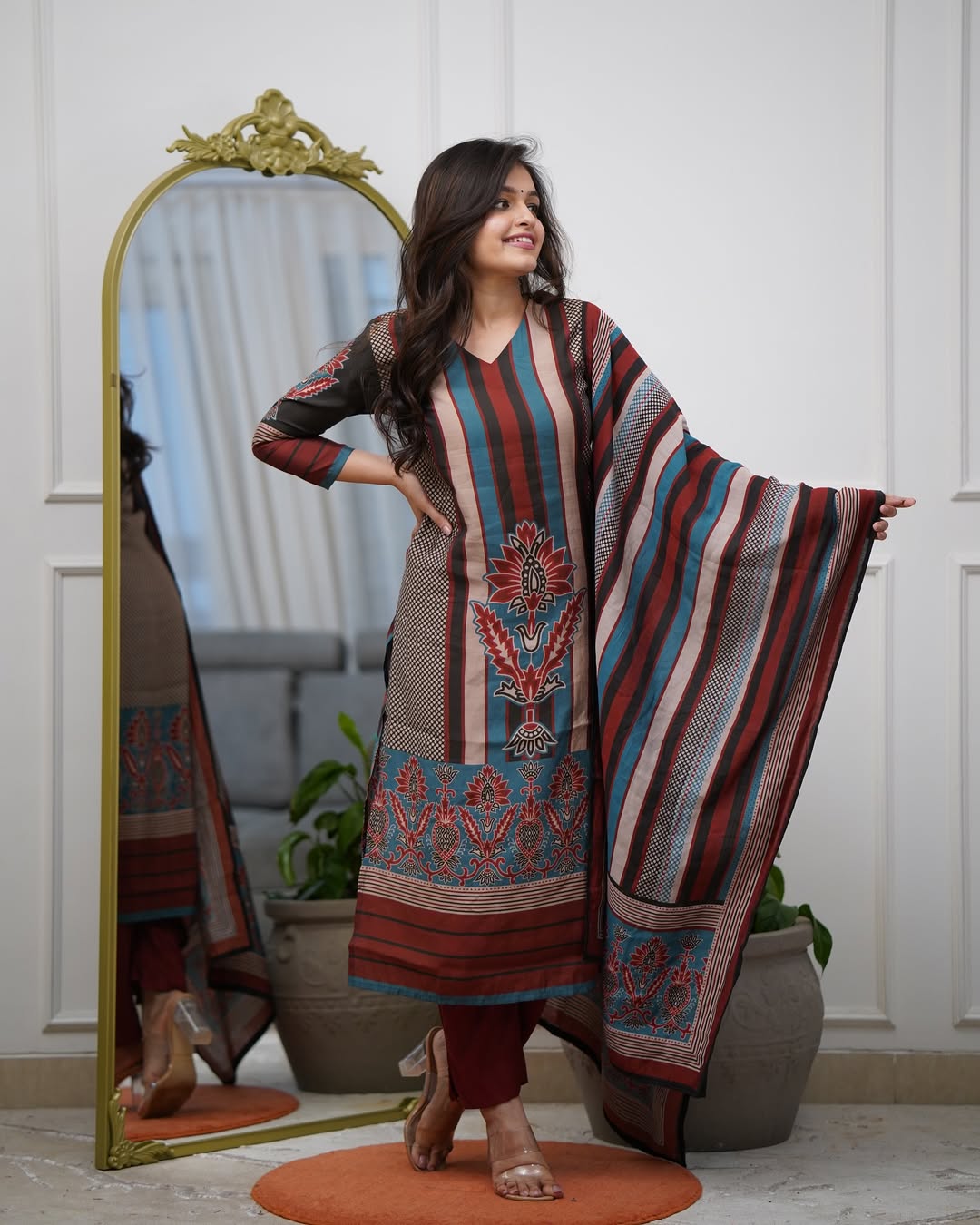 Printed Rayon Straight  Kurta Set
