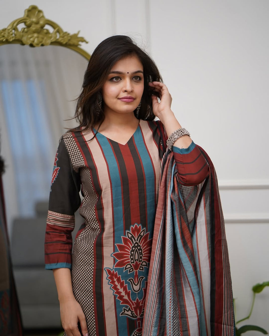 Printed Rayon Straight  Kurta Set