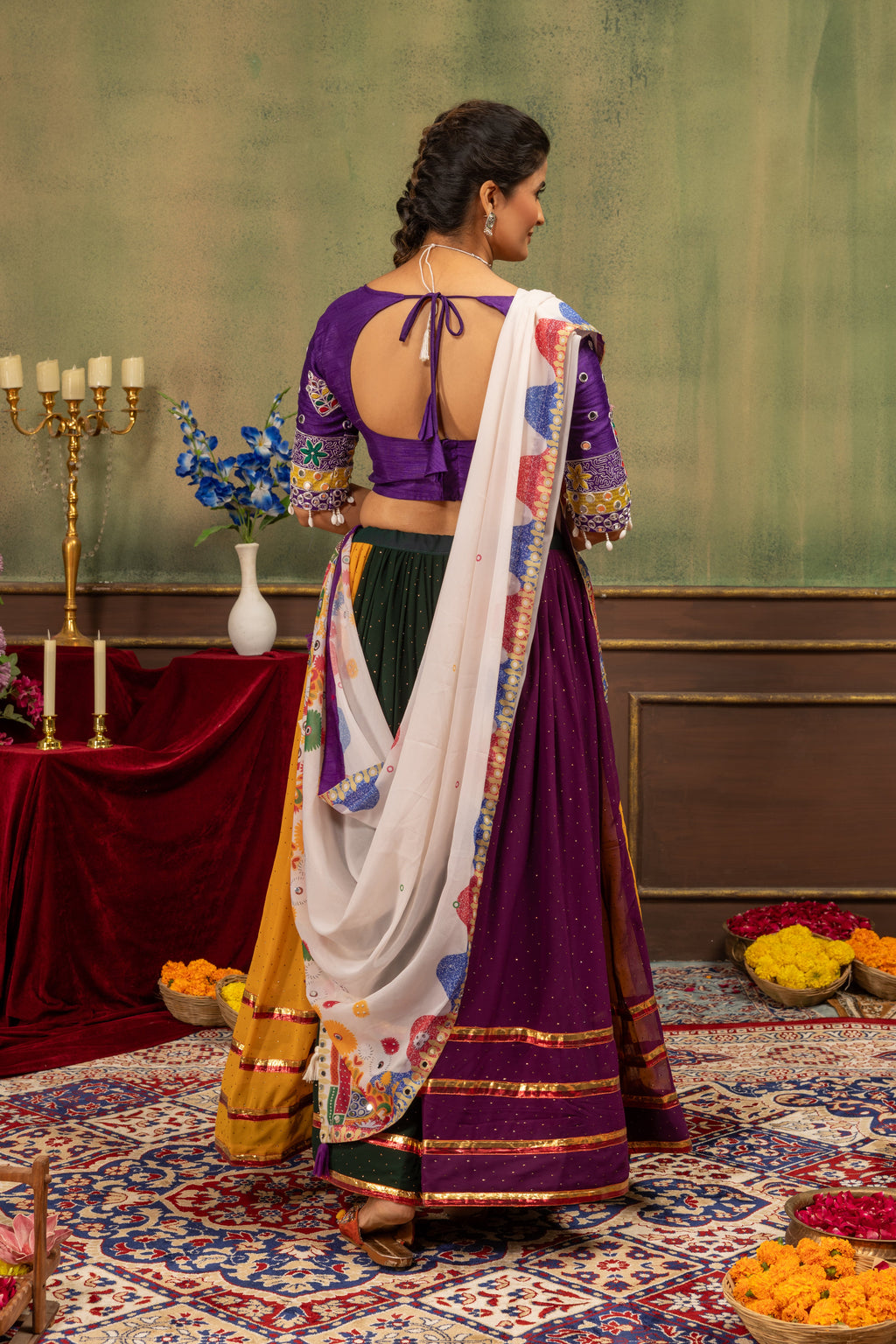 Multicolor Embroidery Mirror Work Faux Georgette Lehenga Choli