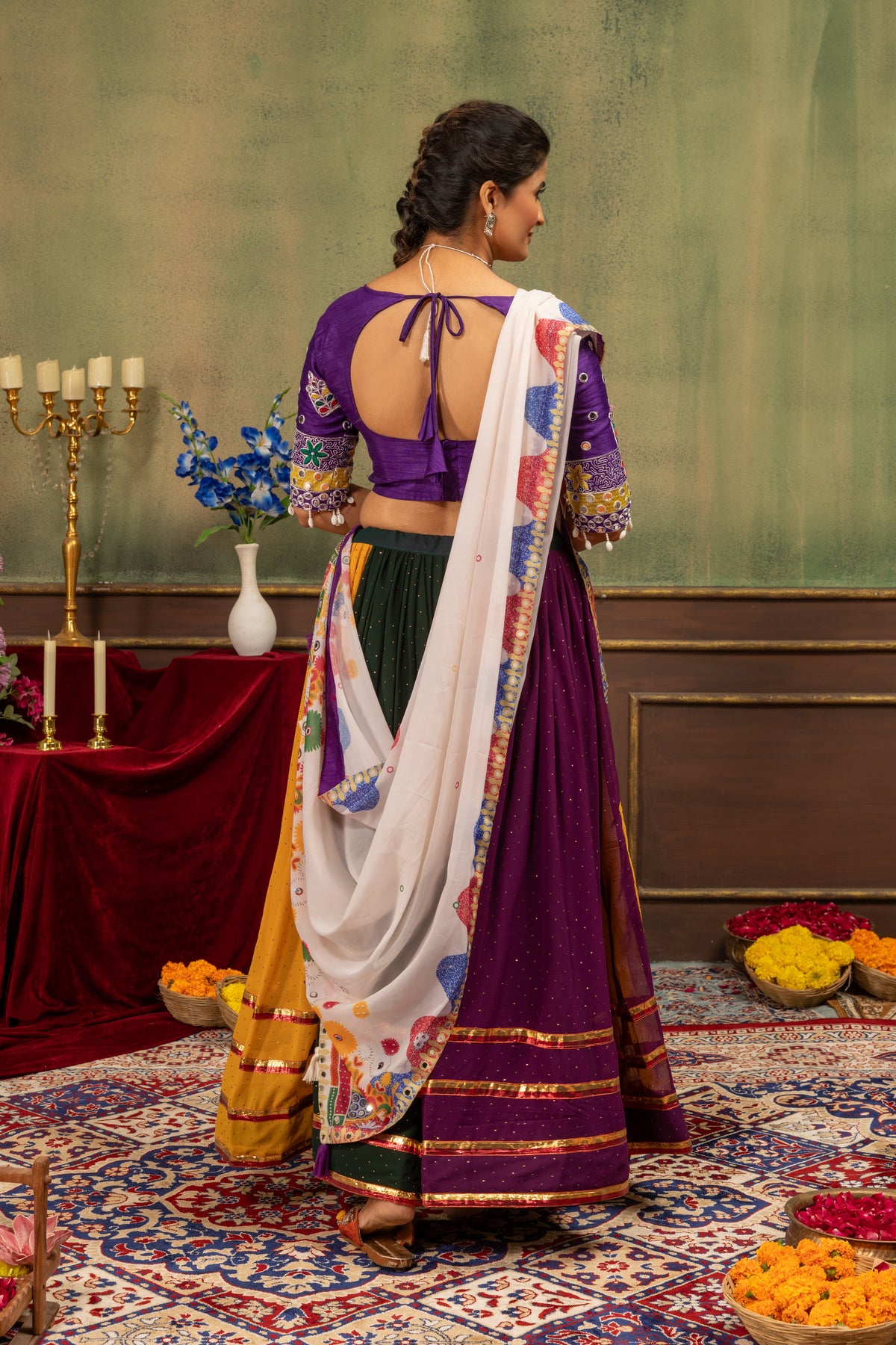 Multicolor Embroidery Mirror Work Faux Georgette Lehenga Choli