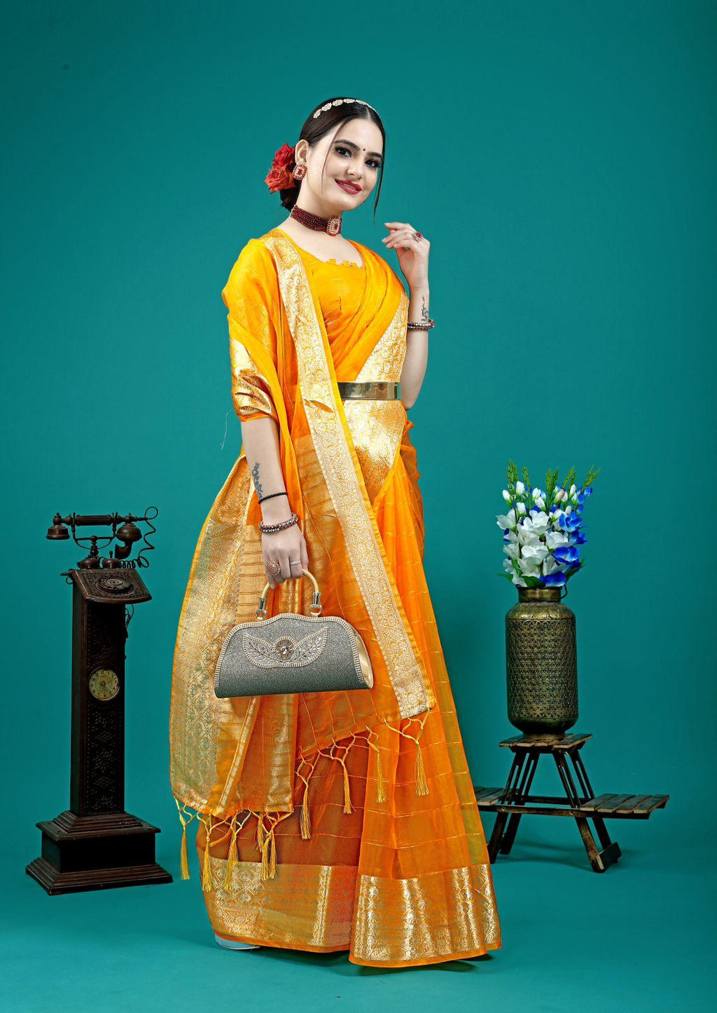 Organza Silk Saree With Attractive Rich Pallu Saree