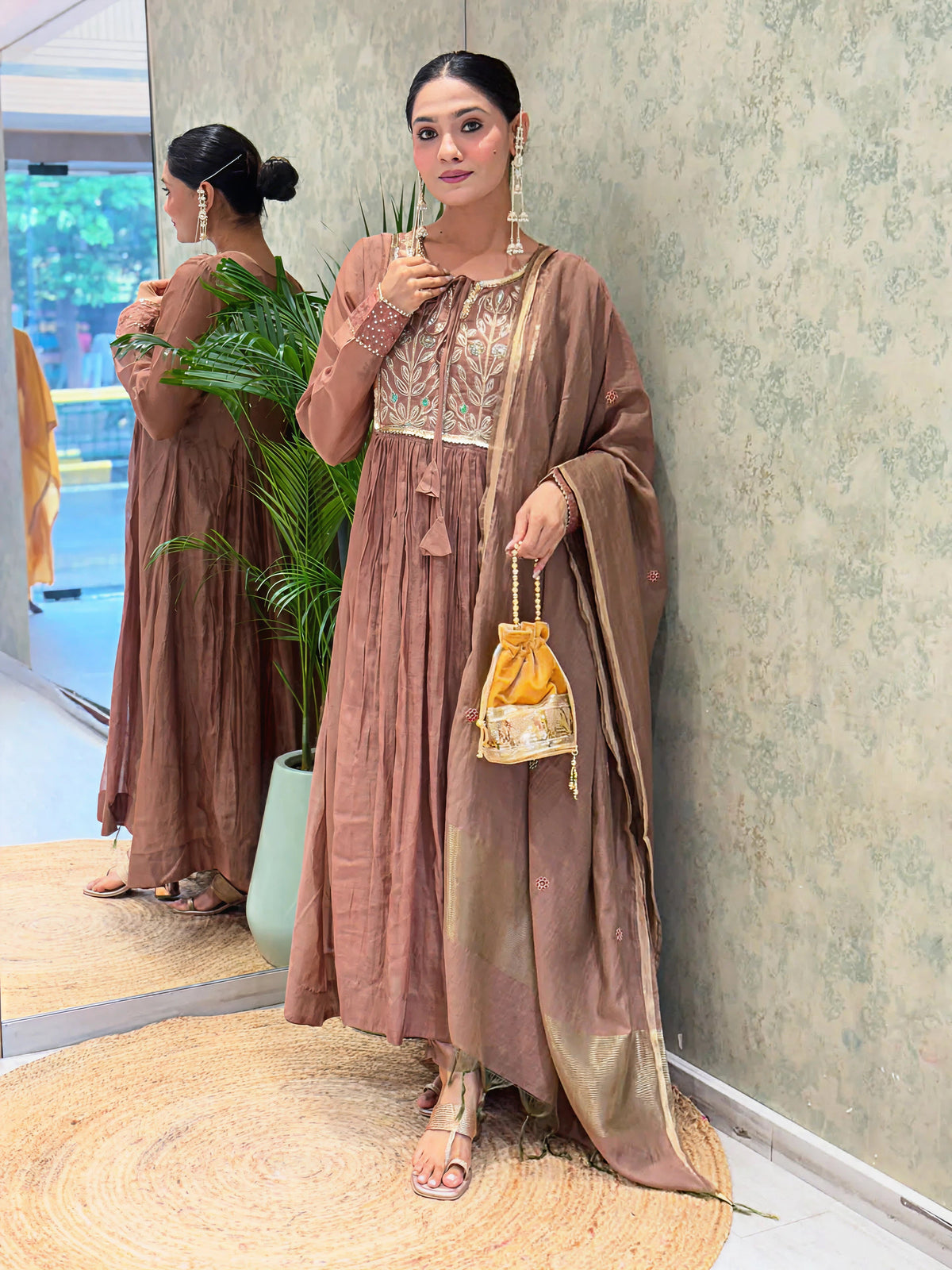 Mul Chanderi Suit Set with Banarasi Silk and Jacquard Dupatta