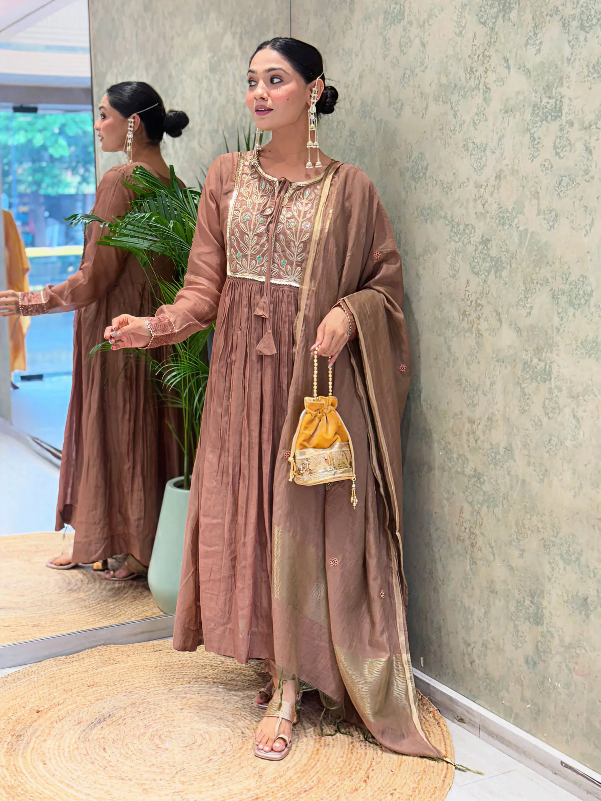 Mul Chanderi Suit Set with Banarasi Silk and Jacquard Dupatta
