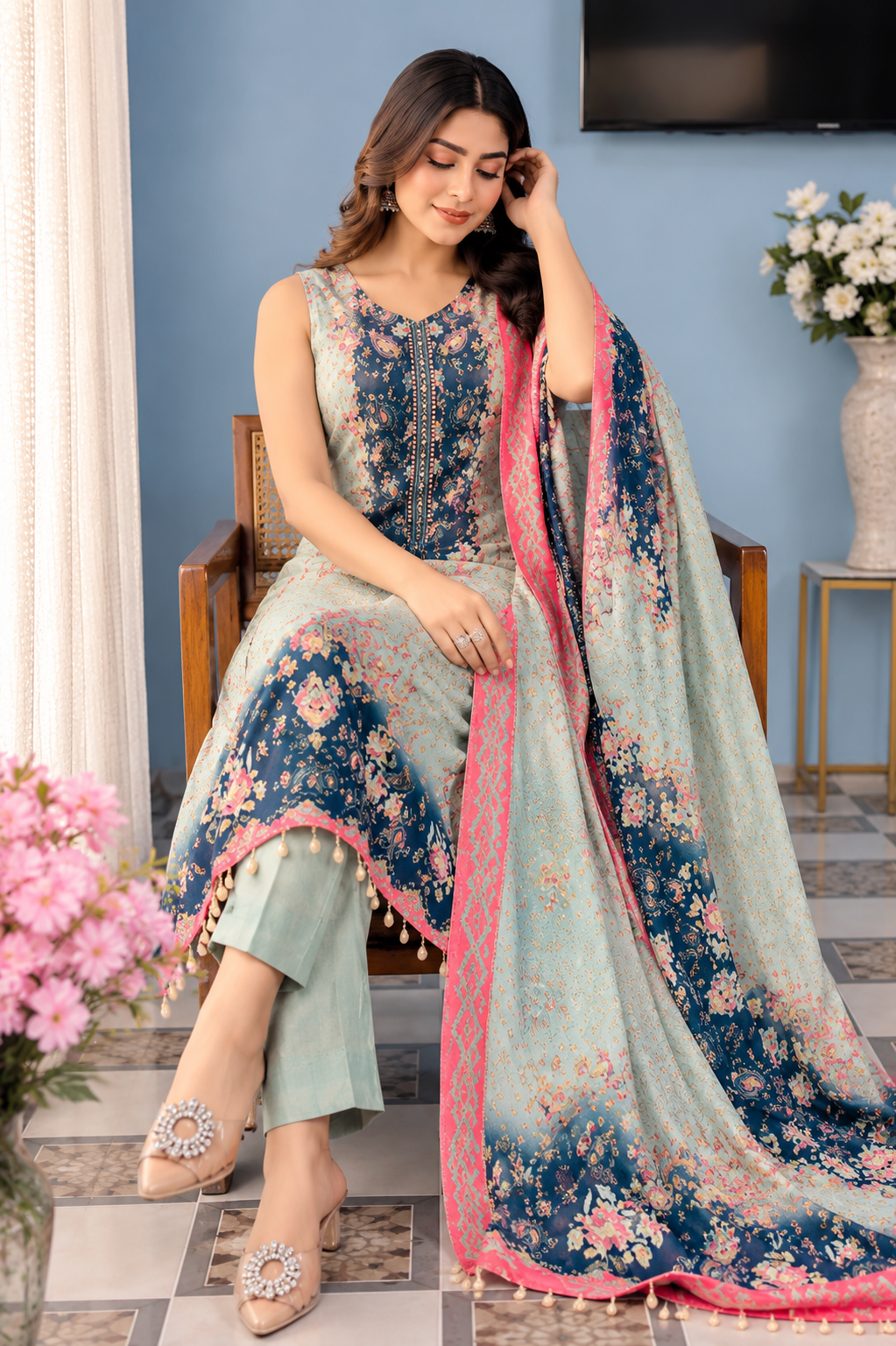 Floral Printed Straight Suit Set