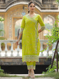 Lemon Yellow Glow Chanderi Straight  Set