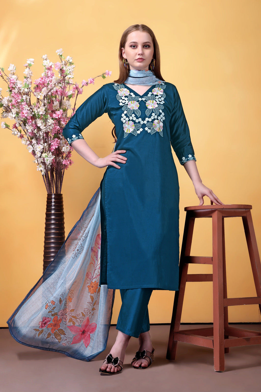 Rama Embroidered Rayon Suit Set
