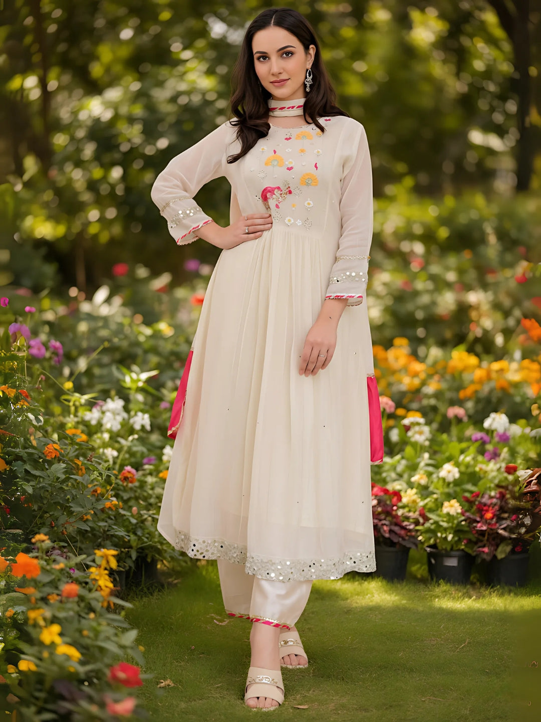 White Georgette Kurta Set