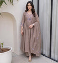 Chiku Vichitra Silk Embroidered Kurta Set