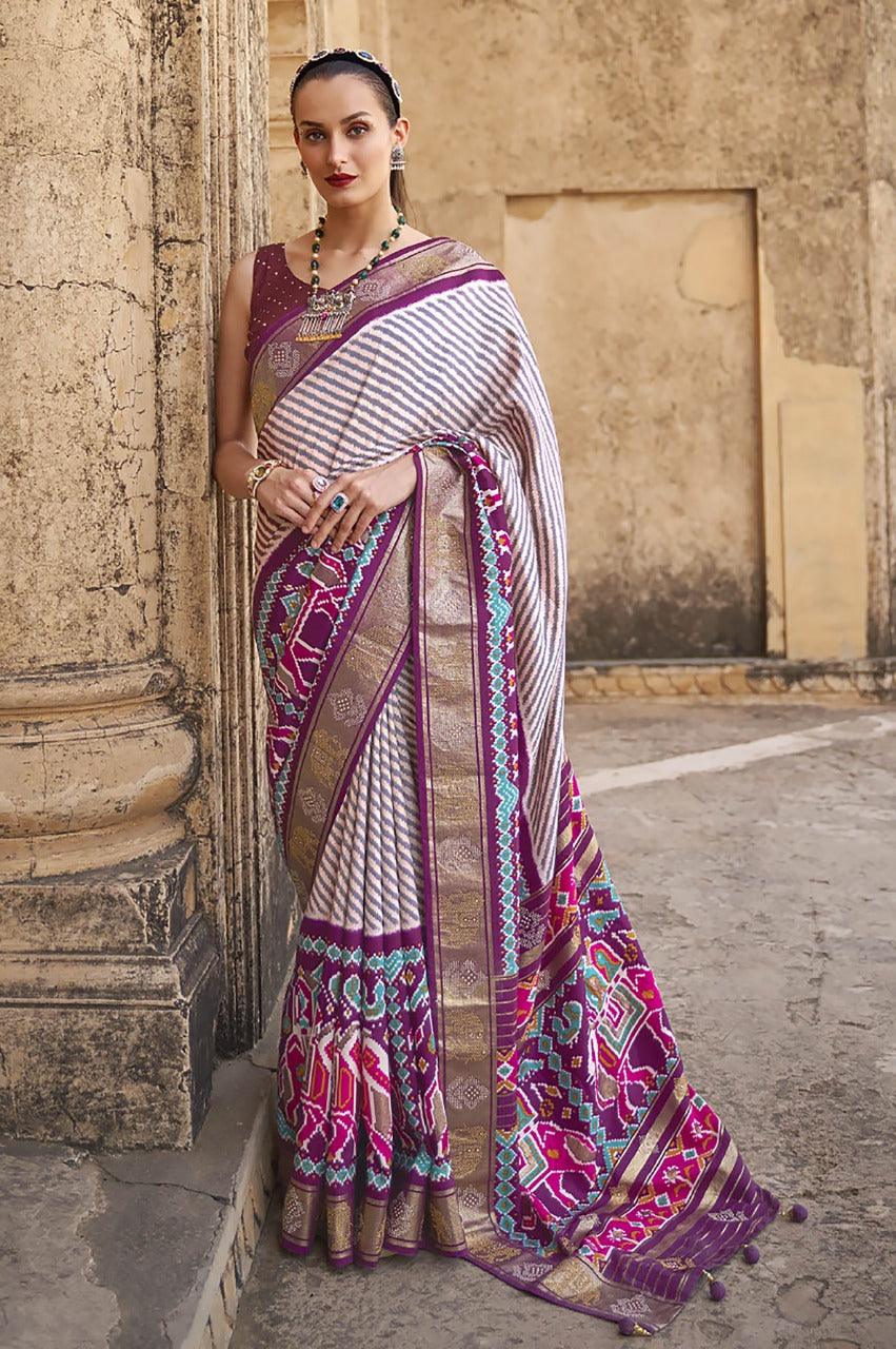 Adorable Silk Classy Purple Color Saree, Shining Party Wear