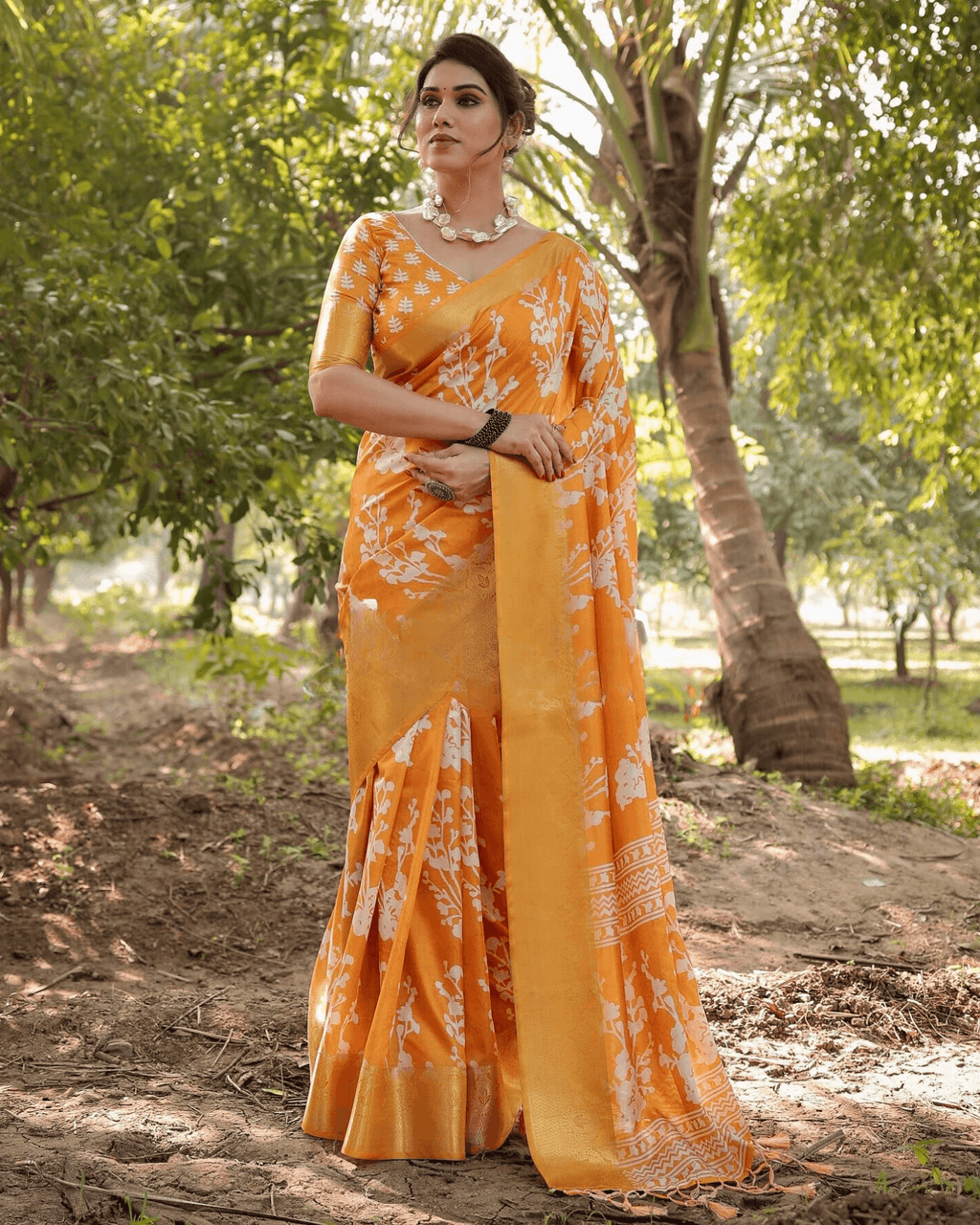 Adorning Yellow Colored Jacquard Silk Saree