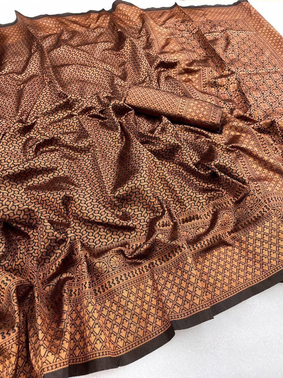Black Banarasi Soft Silk Jacquard Work Saree