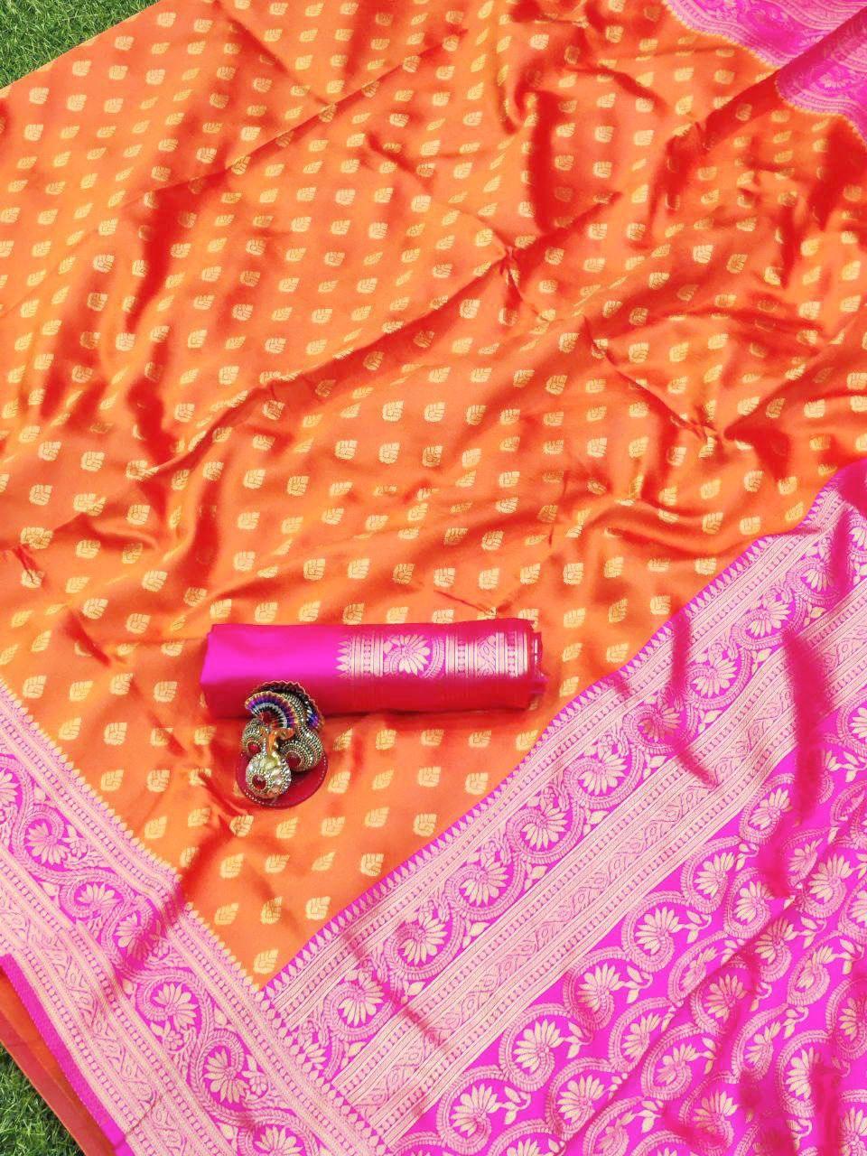 Contrast Border Banarasi Pure Silk Saree