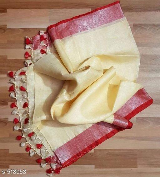 Demanding Beige Colored Casual Pure Linen Saree