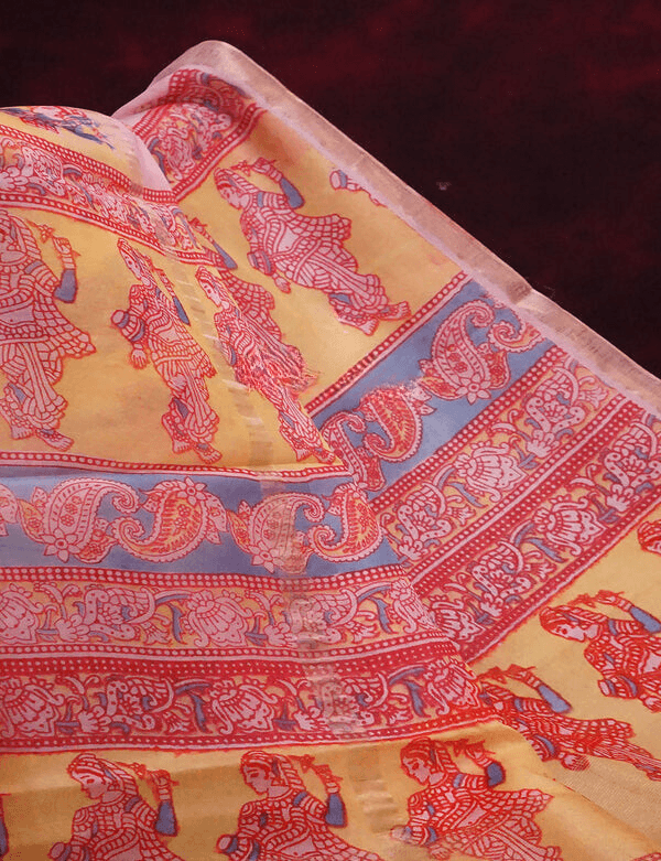 Desirable Baby Pink Colored Cotton Linen Designer Printed Saree