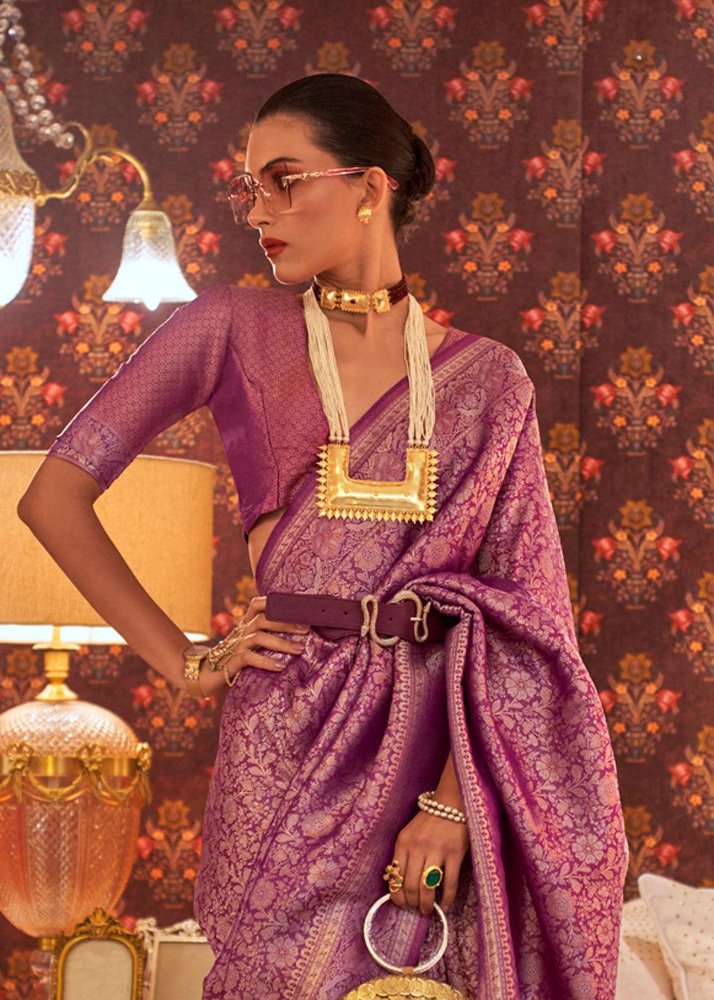Extremely Rani Pink Colored Printed Pure Soft Silk Saree