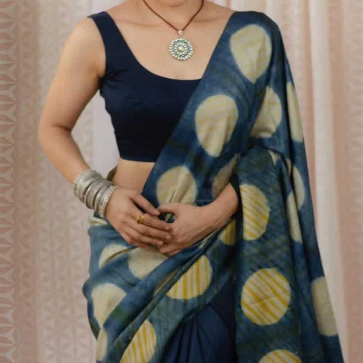 Flaunt Pure Cotton Beige Colored Casual Printed Saree - Ibis Fab