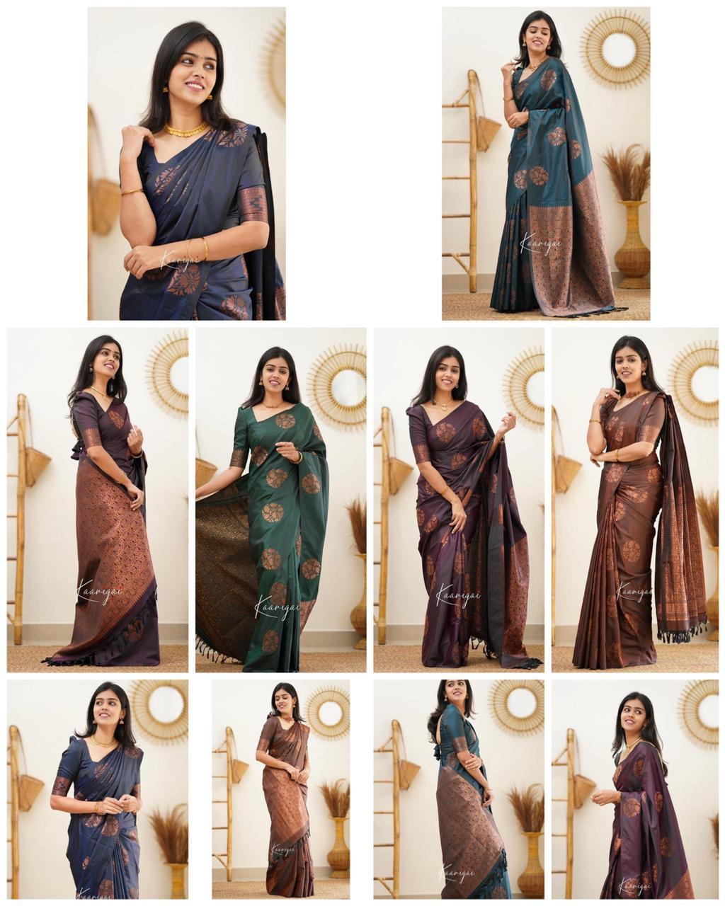 Jacquard Silk Sarees Green Colour, casual wear