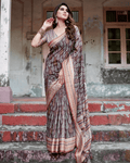 Majesty Brown Colored Jacquard Silk Saree - Ibis Fab