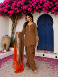 Brown Embroidered Farshi Kurta Set