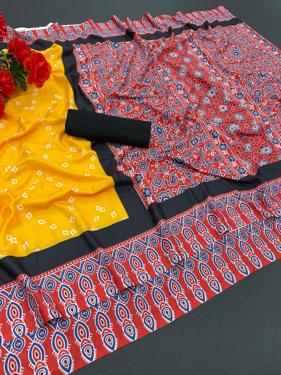 Stylish Soft Maslin Print Saree