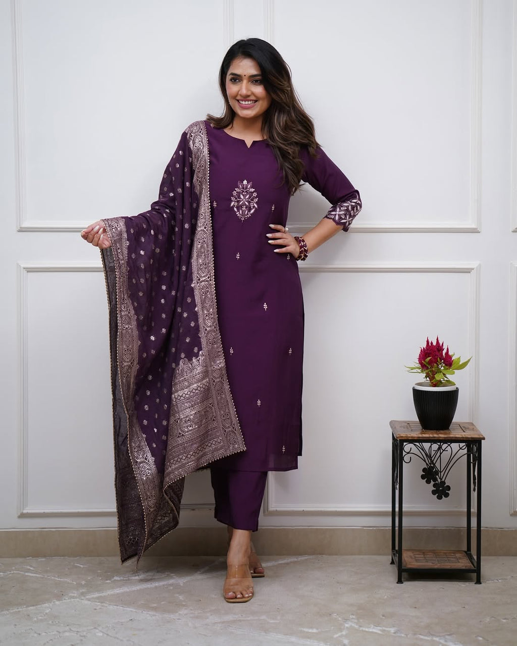 Statement Ethnic Look with Embroidered Chanderi Silk
