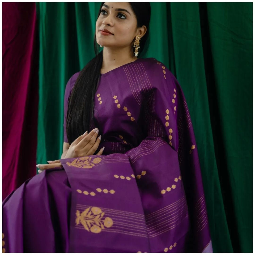 Premium Dark Purple Jacquard Saree